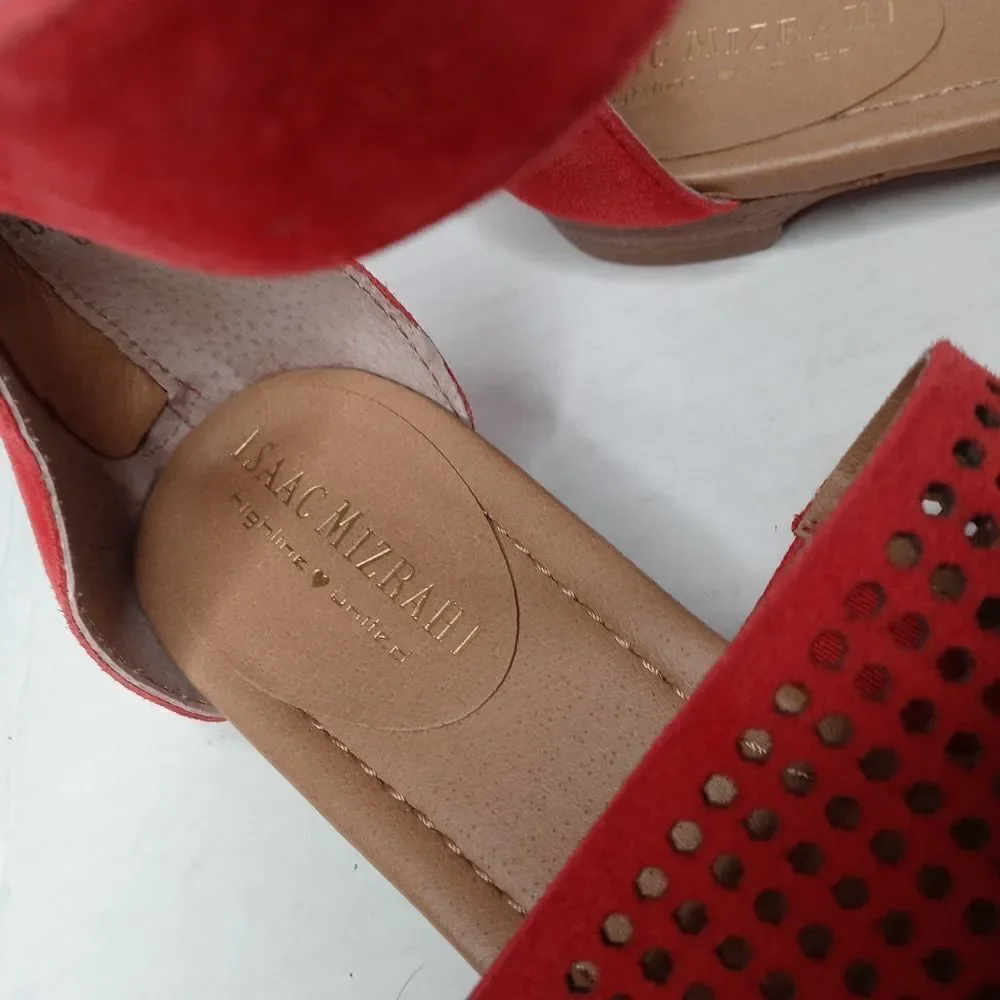 Isaac Mizrahi red ankle strap sandals size 8